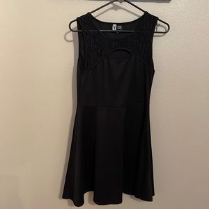 Black dress, night out, short, lace around the top